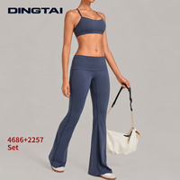 Ensemble athleisure deux pièces pour femme, dos croisé à bretelles, avec pantalon rembourré à taille repliable, effet push-up et anti-humidité