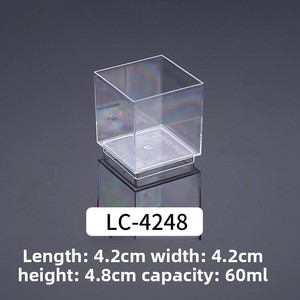 Vasos de postre pequeños desechables transparentes de 60ml, caja de plástico de nueve rejillas cuadradas <span class=keywords><strong>para</strong></span> Mousse, pudín, yogur, grado alimenticio personalizado - Product Image 4