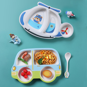 Miamine assiette à dîner mignonne de dessin animé de la maternelle, vaisselle compartimentée fournitures pour bébé assiette à dîner de nourriture auxiliaire - Product Image 3