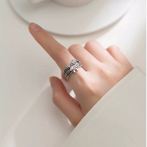 Anillo de Plata de Ley S925 con Diseño de Cruz y Moneda de Cobre, Joyería para el Dedo Índice de Mujer, Uso Diario - Product Image 3