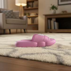 Pantofole da donna rosa con punta aperta, suola spessa 15 mm in EVA, fodera in peluche imbottita, per tutte le stagioni - Product Image 2