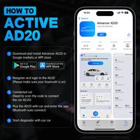 Advancer AD20, Herramienta de Diagnóstico de Motor de Automóvil de Plástico, Lector de Códigos OBD2, Escáner para Android/iOS, Software Más Reciente, Ajuste Universal Mejorado