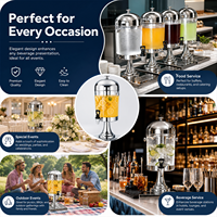 Distributeur de boissons LIYUNDA 8L doré avec bac à gouttes central pour glace, en acier inoxydable et PC, avec support pour buffet