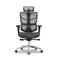 Chaise de bureau ergonomique moderne à dossier haut pour patron, chaise de direction noire avec fonction pivotante, en cuir et en métal