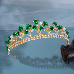 Barocke Rote Kristall-Tiara und Krone, Prom-Strass-Brautdiadem, <span class=keywords><strong>Taira</strong></span> für Damen, Hochzeits-Haarschmuck, Schmuckkrone - Product Image 6
