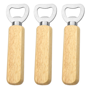 Abridor de Botellas de Cerveza con Mango de Madera, Abridor de Botellas de Madera Maciza, Abridor de Latas de Acero Inoxidable, LOGO Personalizado - Product Image 1