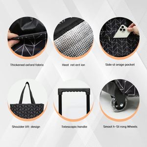 New High Quality Light Weight Foldable Two Wheel Trolley Shopping Cart <b>Cooler</b> Bag Zipper Closure PP Webbing Handle Polyester - Product Image 4