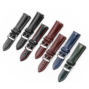 Lionorm produk baru lilin minyak kulit asli tali jam sabuk kulit lepas cepat jahitan kulit sapi Glossy tali jam kulit asli - Product Image 1