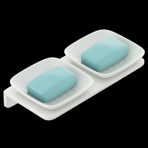 Portasapone Doppio Quadrato Piccolo, Resistente all'Acqua e Antibatterico, da Parete per Bagno e Viaggio - Product Image 1