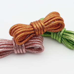 Premium 4mm redondo hermoso brillo metálico cordón brillante <span class=keywords><strong>cordones</strong></span> oro/plata brillo zapatos <span class=keywords><strong>cordones</strong></span> <span class=keywords><strong>para</strong></span> <span class=keywords><strong>zapatillas</strong></span>/botas - Product Image 2