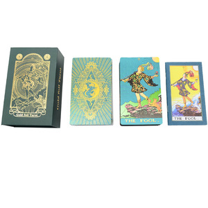 Cartes de tarot premium en feuille d'or avec boîte verte, style Moon Waite, cartes à jouer en PVC imperméable, prix d'usine en gros - Product Image 3