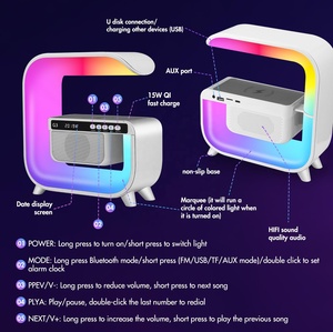 HYTO Regalo <span class=keywords><strong>de</strong></span> Navidad Reloj despertador <span class=keywords><strong>Cargador</strong></span> inalámbrico con altavoz Luz nocturna colorida <span class=keywords><strong>Cargador</strong></span> <span class=keywords><strong>de</strong></span> teléfono móvil inalámbrico para <span class=keywords><strong>iPhone</strong></span> 14 - Product Image 2
