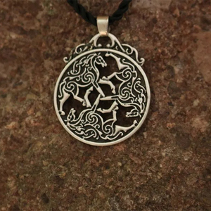 Collier en crin tressé en gros avec médaillon <span class=keywords><strong>Epona</strong></span> Divine en étain, pendentif <span class=keywords><strong>cheval</strong></span> celtique à 3 chevaux, médaillon <span class=keywords><strong>cheval</strong></span> - Product Image 5