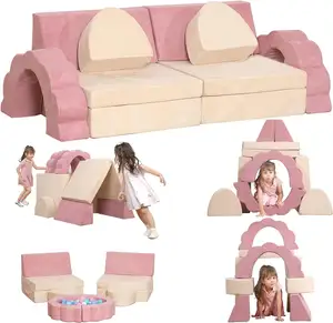 Sofá infantil criativo para meninas e meninos, sofá infantil imaginativo para sala de jogos, móveis para crianças, 10 peças