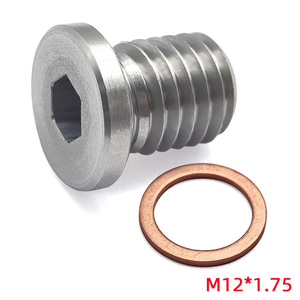 Bouchon hexagonal en acier inoxydable M12*1.75 avec rondelle en cuivre - Raccord d'étanchéité universel pour échappement automobile, pièce de modification automobile CNC - Product Image 2