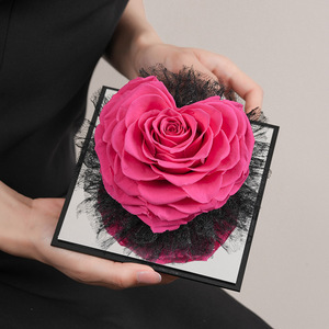 Rosa Preservada en Forma de Corazón Grande en Caja con Espejo - Regalo de Flor Eterna <span class=keywords><strong>para</strong></span> Ella, Día de San Valentín, Aniversario, Cumpleaños - Product Image 3