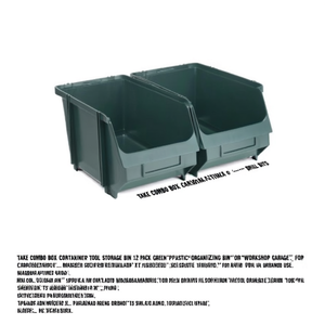 Take Combo Box Container Tool Storage Bin 2 Pack Green <b>Plastic</b> Organizing Bin for Workshop Garage Use - Product Image 2