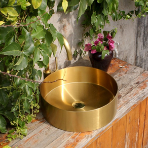 Fregadero de baño dorado de diseño de lujo para Hotel, <span class=keywords><strong>lavabo</strong></span> de mano para exteriores, SS304 - Product Image 4