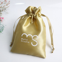 Sacs cadeaux personnalisés Meijei en satin de soie avec cordon de serrage pour sous-vêtements, pochettes anti-poussière et extensions capillaires