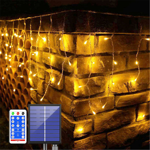 <span class=keywords><strong>Luces</strong></span> Solares de Cortina de Carámbanos, 96 LED, <span class=keywords><strong>Luces</strong></span> de Hadas Solares, <span class=keywords><strong>Cascada</strong></span> de <span class=keywords><strong>Luces</strong></span> de Cortina LED de 4 Metros - Product Image 3