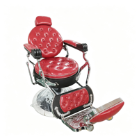 Fauteuil de barbier vintage rouge capitonné, robuste, hydraulique, inclinable, avec repose-pieds et appui-tête