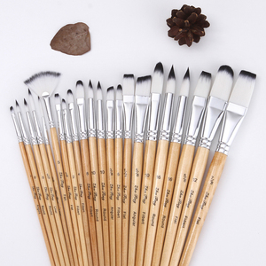 Juego <span class=keywords><strong>de</strong></span> 24 pinceles <span class=keywords><strong>de</strong></span> artista <span class=keywords><strong>de</strong></span> acuarela con mango corto <span class=keywords><strong>de</strong></span> madera y pelo <span class=keywords><strong>de</strong></span> nailon, uso multiusos, incluye soporte para pinceles - Product Image 2