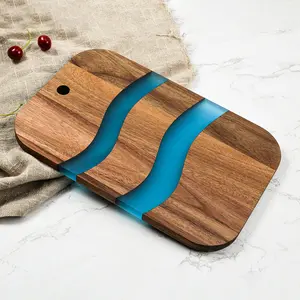 High Quality Acacia Wooden Cutting Board With Resin River Epoxy Resin Chopping Board