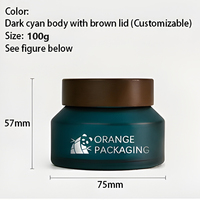 Tarro de vidrio esmerilado verde oscuro de base pesada con tapa de madera, tarro engrosado para el cuidado de la piel, para mascarillas faciales, cremas para ojos y ungüentos.