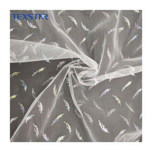 قماش تول ناعم فاخر 100% بوليستر شفاف محبوك 20D مطبوع بورق لامع لتنانير الفتيات - Product Image 1