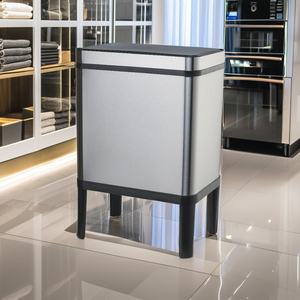 <span class=keywords><strong>Poubelle</strong></span> intelligente automatique 50L en acier inoxydable avec capteur, 2-en-1 avec couvercle, pour intérieur, bureau, cuisine, sur pieds - Product Image 6