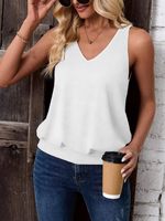 Camiseta sin Mangas para Mujer, Cuello en V, Informal, para Verano, Primavera, Playa, Vacaciones, Ajuste Holgado, Atuendo Bonito, Moda 2026