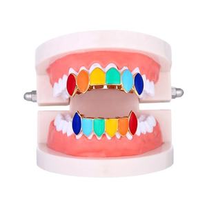 Halloween Vampire Braces laiton avec huile colorée lisse six dents hip hop <span class=keywords><strong>grillz</strong></span> - Product Image 1