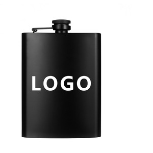 Gourde à liqueur portable en acier inoxydable noir mat de 6oz, 7oz, 8oz pour <span class=keywords><strong>whisky</strong></span> et spiritueux – Vente en gros - Product Image 1