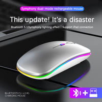 Mouse nirkabel BT RGB, tetikus Gaming ergonomis lampu latar LED komputer nirkabel dapat diisi ulang untuk Laptop PC