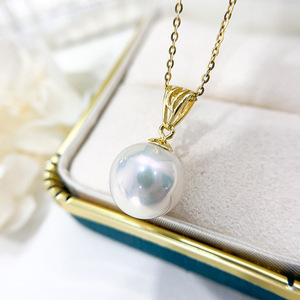 Pendentif en argent S925 avec perles rondes de 8 à 13 mm, collier en jade tendance à faire soi-même, pendentif accessoirisé avec support vide 30917 Accessoires - Product Image 4