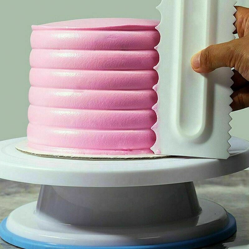 Antallcky Set di 6 raschietti per torte, set di 6 pezzi per decorare e glassare più lisce, mousse, burro e crema per torte, dente di sega, in plastica, 12 texture, colore: blu