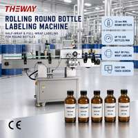 Machine d'étiquetage automatique électrique haute productivité pour bouteilles rondes de produits chimiques et de boissons, avec équipement de pelliculage par frottement