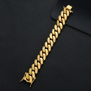 BB041 Pulsera de Cadena Cubana de Latón Chapado en Oro de 14K de 22MM, Estilo Hip Hop para Hombre, Moda para Fiestas, AceWings - Product Image 6