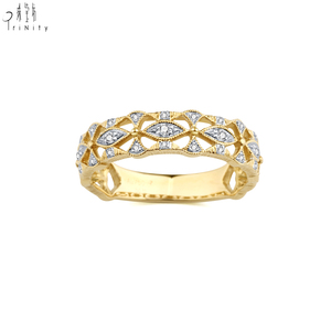 High Quality Vintage 18K Gold Handmade <b>Craft</b> Natural Diamond <b>Rings</b> for Women Antique Hollowed Braid Design Wedding Anniversary - Product Image 1