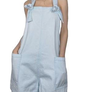 Mono corto de mezclilla personalizado de nueva moda para mujer OEM, conjunto de mono para mujer en varios colores - Product Image 2