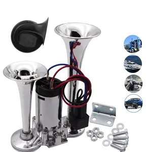 Chrome Zinc Dual Speaker Horn 12v 24v Electric Truck Air Horn For Fala Loud Car Double Trumpet Auto Air Horn