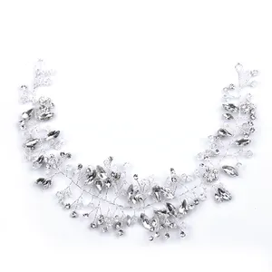 Professional Hair Jewelry Supplier Leaf Shape Crystal Shiny bridal Headband Woman baby girl flower Headband