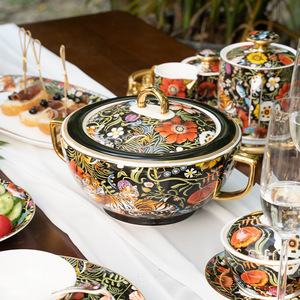 Luxury Classic Bone China Tableware Jungle Animal Set <b>Dinnerware</b> Service for Hotels Freezer Safe Home Use - Product Image 5