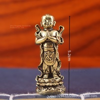 Statues de Bouddha Dragon Garçon et Fille en Laiton Doré, Ornements Chinois Porte-Bonheur avec Caractères Religieux, Paire pour la Maison