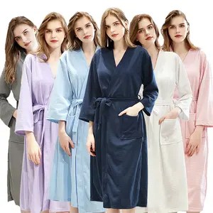 Wholesale Hotel Summer Plus Size Water-absorbing Quick-drying Spa Sweat Bathrobe Couple eBay RobeS Pajamas Thin Kimono Waffle