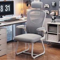 Chaise de bureau ergonomique moderne avec accoudoirs réglables, dossier en maille, base en acier type traîneau - Confort longue durée pour le bureau, la maison et l'étude