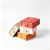 Boîte à bijoux vintage recouverte de tissu avec fermeture magnétique et poignée, boîte d'expédition rigide en papier artistique pour l'emballage de bijoux