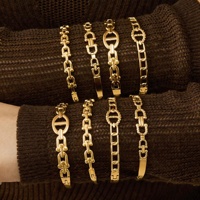 Bracelet chaîne géométrique en acier inoxydable avec fermoir boucle cheval, bijoux de mode en gros