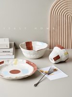 Assiette Ronde Créative en Céramique Faite à la Main ISalt Original Couleurs Estivales pour Petit-Déjeuner, Dessert et Collations – Usage Domestique, Design Élégant