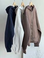 Penjualan Langsung Pabrik Hoodie Pria Oversize Bahan Katun Bernapas dengan Ritsleting Penuh